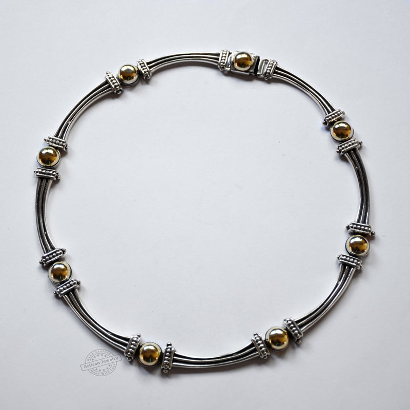N0462GD Silver and Gold collar necklace