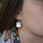 E2070 Square Mother of Pear Earrings