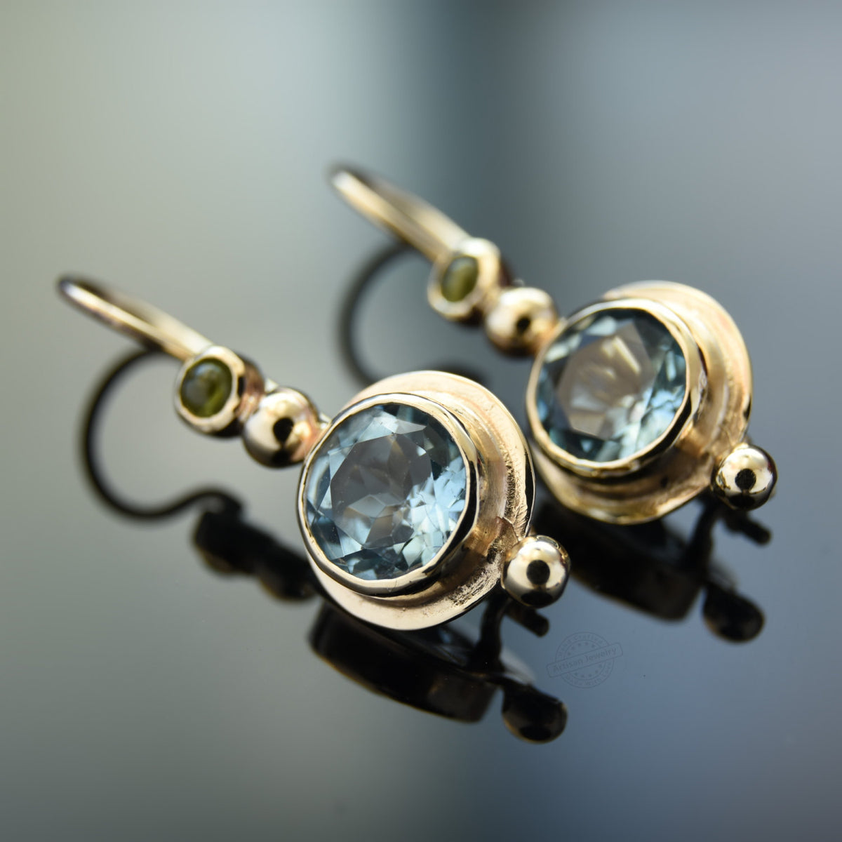 EG0381-1 Blue Topaz and Gold Drop Earrings