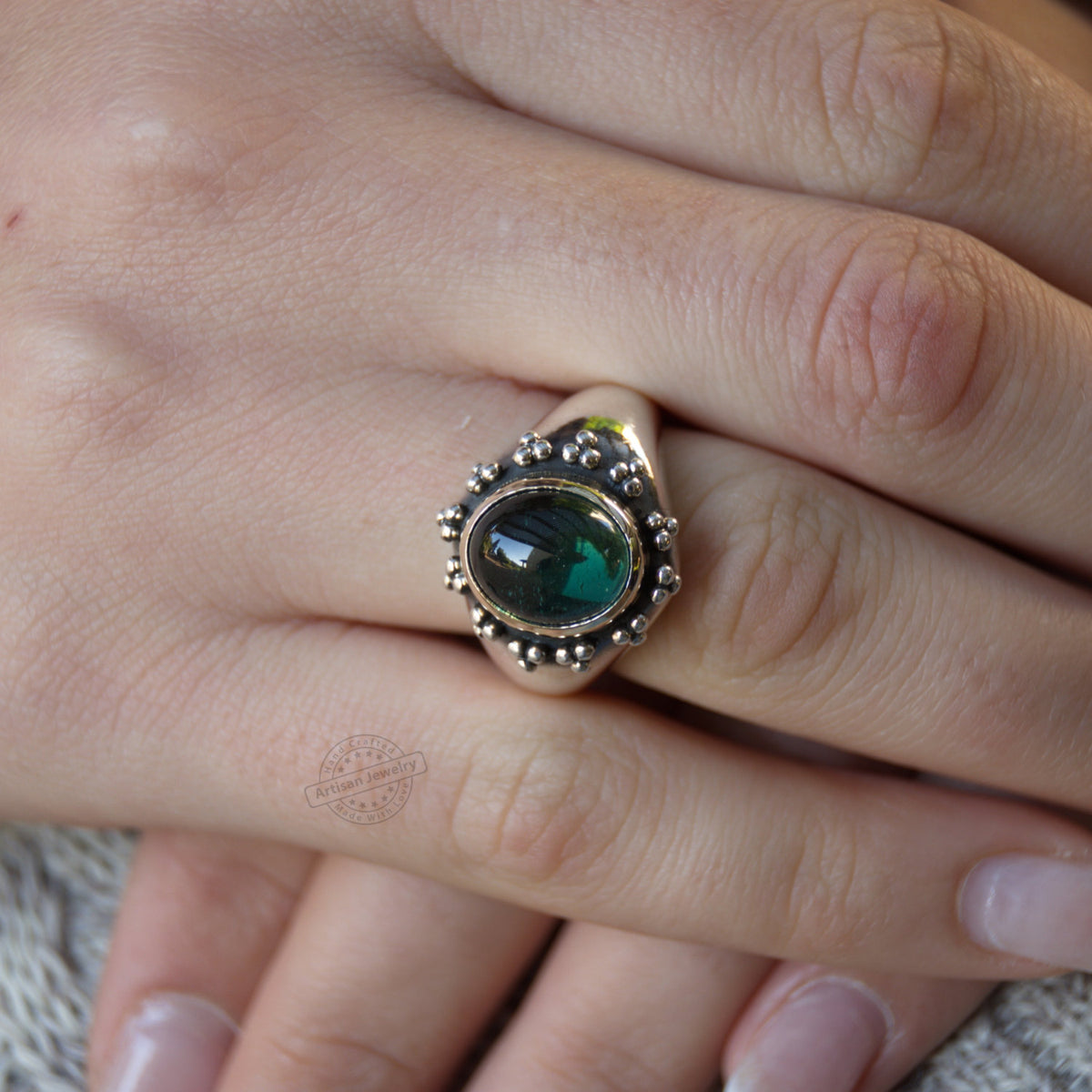 R0929P Opal silver chunky ring with gold bezel