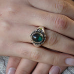 R0929P Opal silver chunky ring with gold bezel