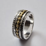 R1150B Three spinners mixed metals spinner ring
