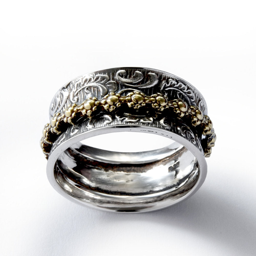 R1733F Brass flowers spinner ring