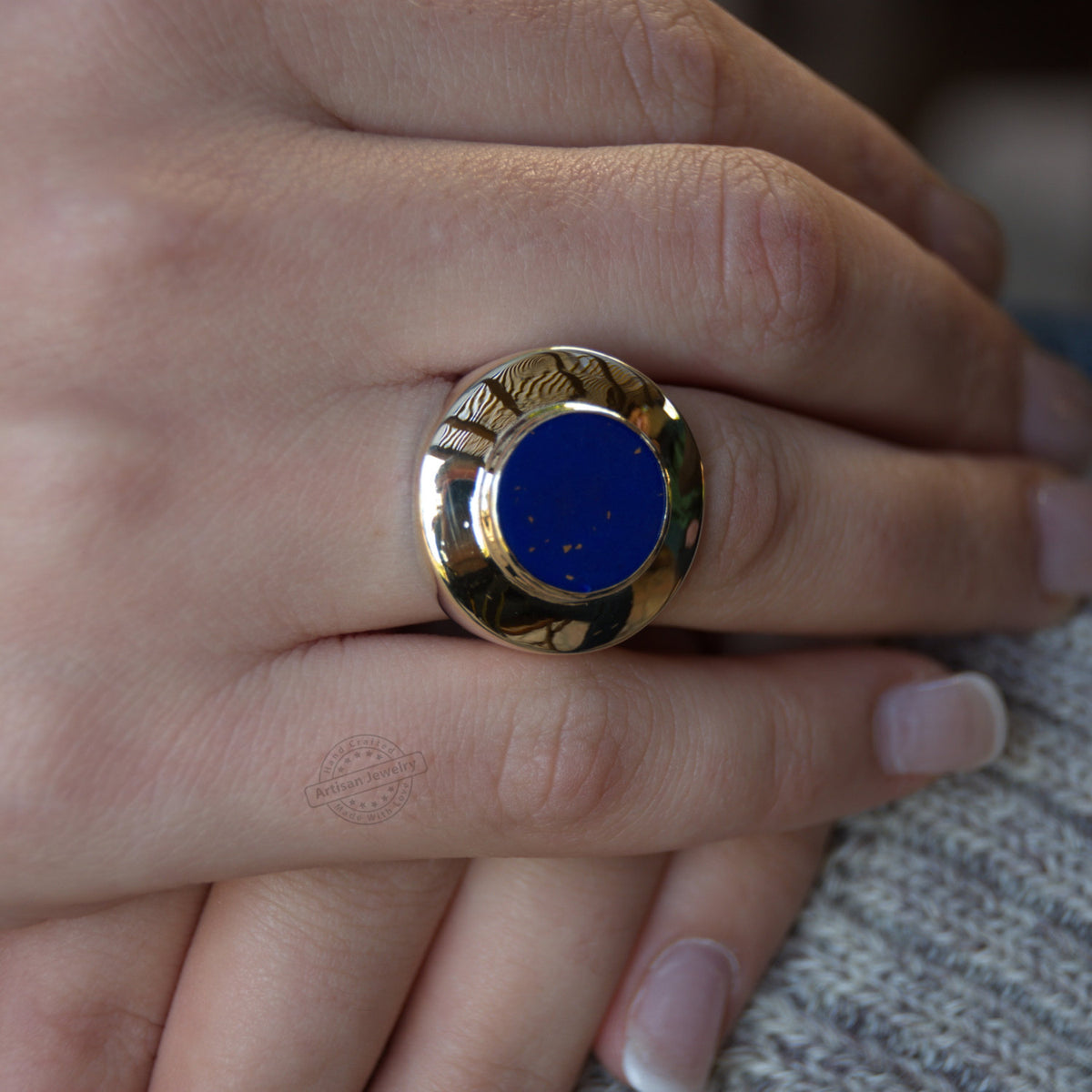 R1110R Modern Lapis Gold silver ring