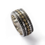 R1150B Three spinners mixed metals spinner ring