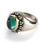 R0929 Chunky Two Tone Ring with Green Quartz