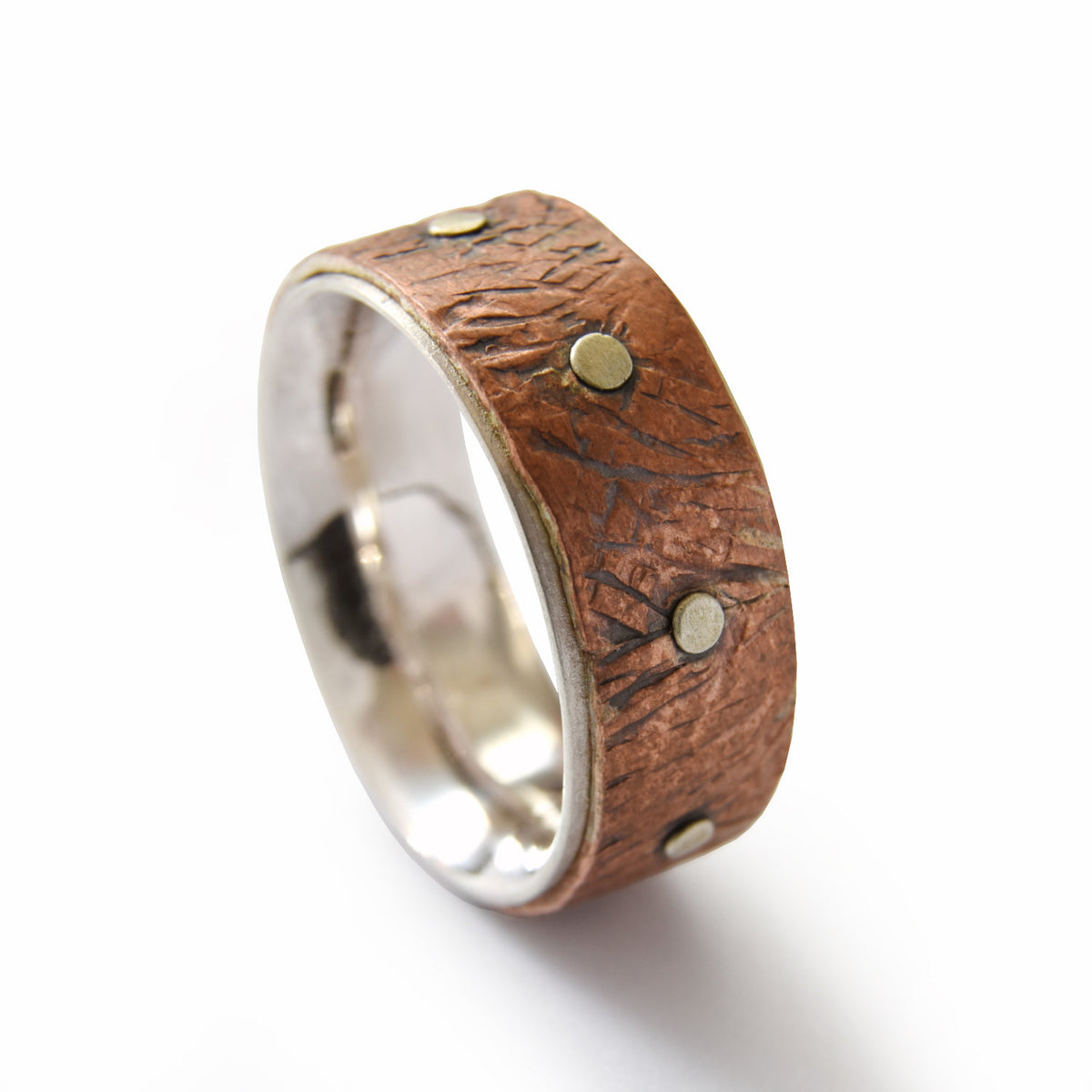 R1080A Rustic Copper men rivet ring