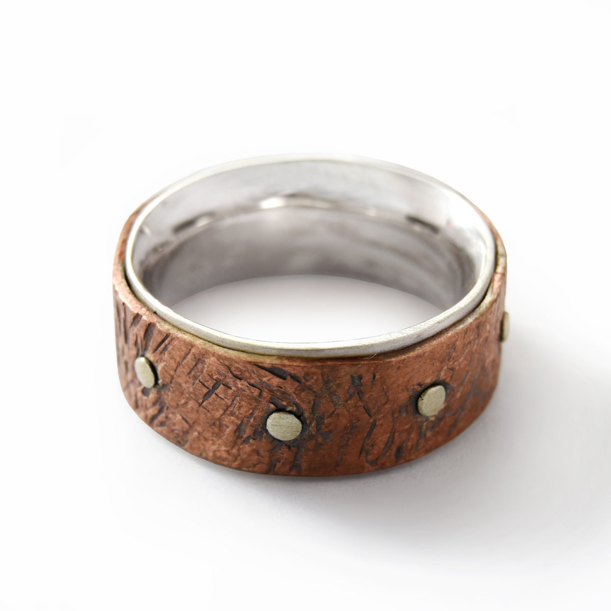 R1080A Rustic Copper men rivet ring