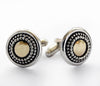 C0294 Round Dotted Silver and Gold Cufflinks