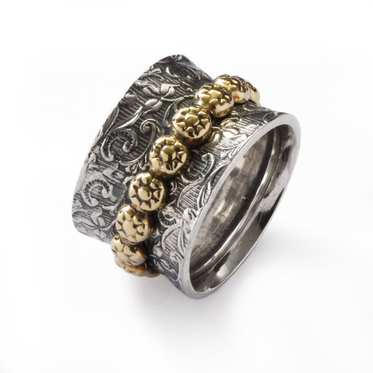 R1209K Brass silver flowers spinner ring for woman