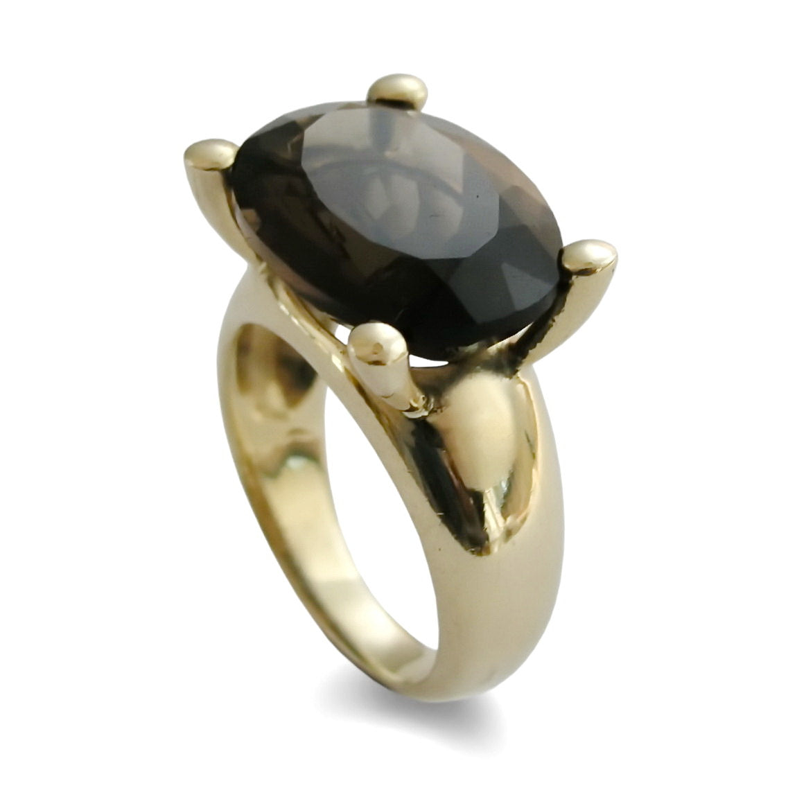 RG1210 Oval Smokey Quartz gold ring