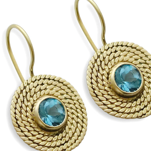 EG0761-1 Gold Braided earrings with Topaz
