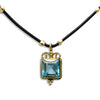 NG8890A Square topaz gold pendant with leather necklace