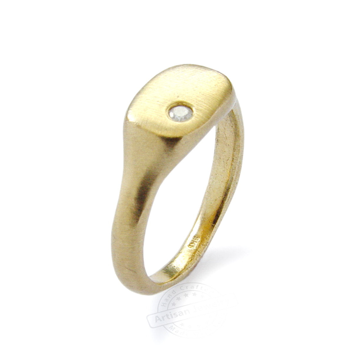 RG1772X Square Gold ring with a Single Diamond