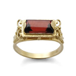 RG1400-4 Gold and Garnet square ring