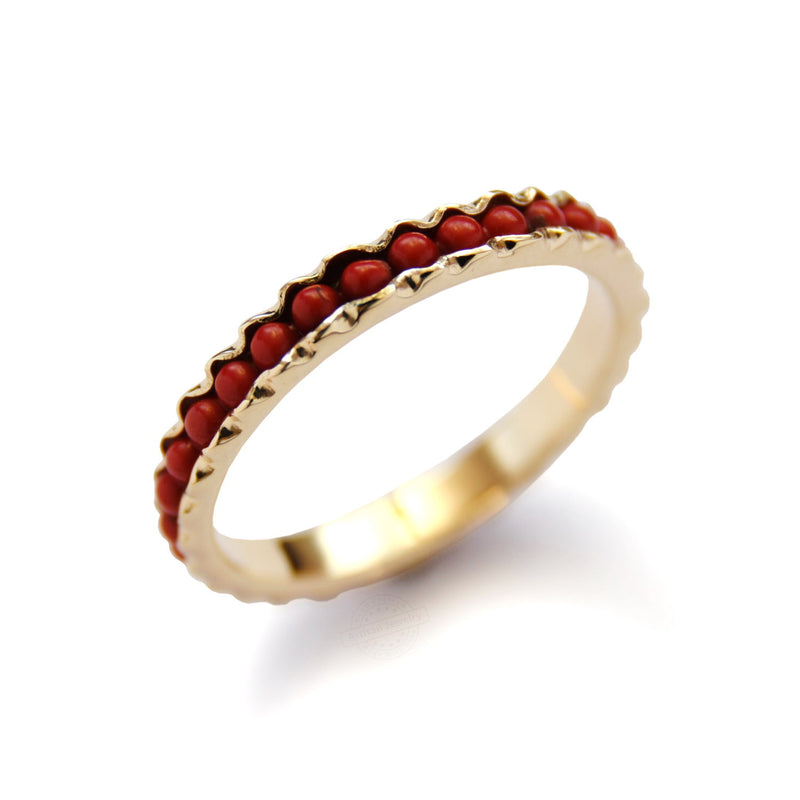 infinity gold and coral ring