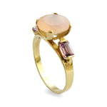 RG1244-3 Rose gold ring with Roze Quartz and Amethyst