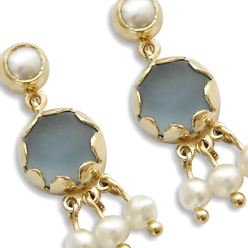 EG0759Y2 Blue stone dangle earrings