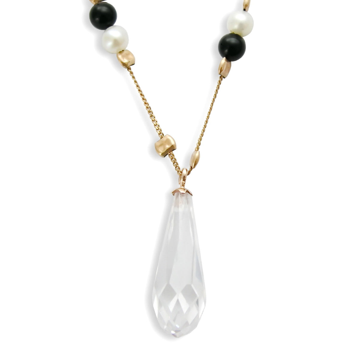 NG0030 Black and White stones station necklace