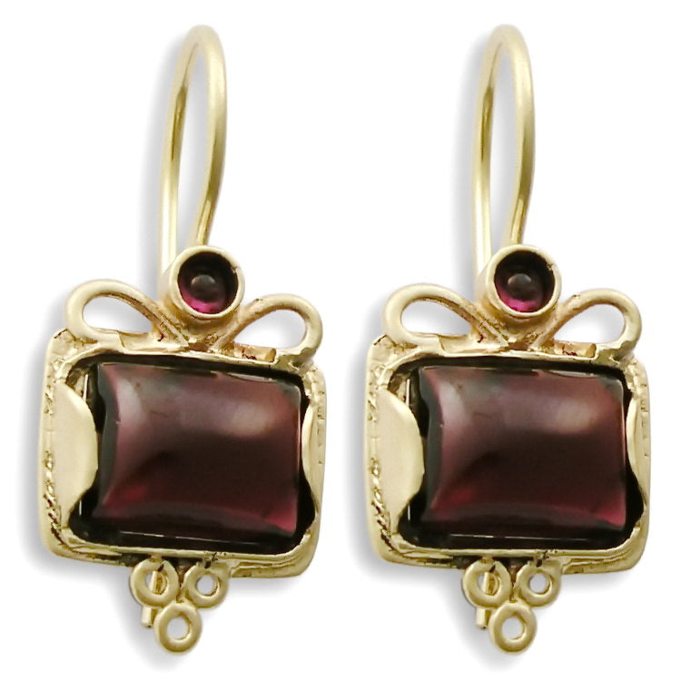 EG7811-2 Square Garnet drop earrings