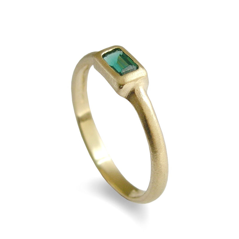 RG1800-3 Modern Gold Ring with Square Green Quartz