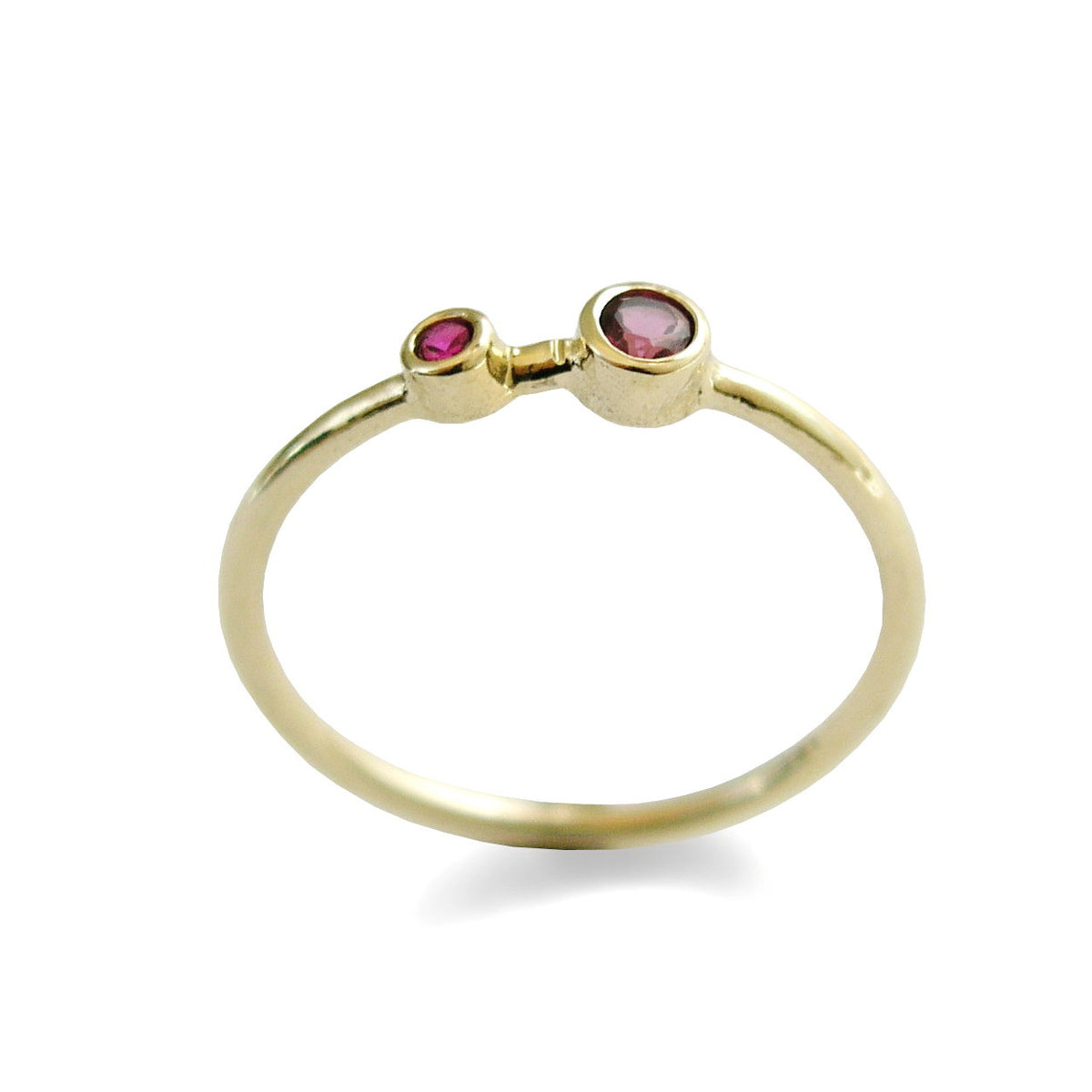 RG1803-2 Dual stones gold stacking ring