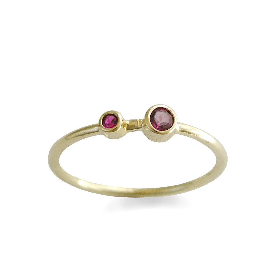 RG1803-2 Dual stones gold stacking ring