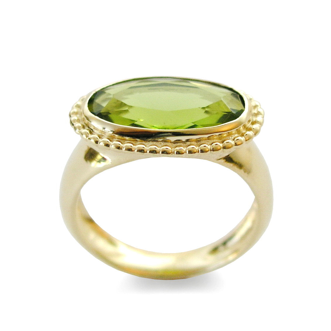 RG1796 Gold Chunky Ring with Oval Green Quartz