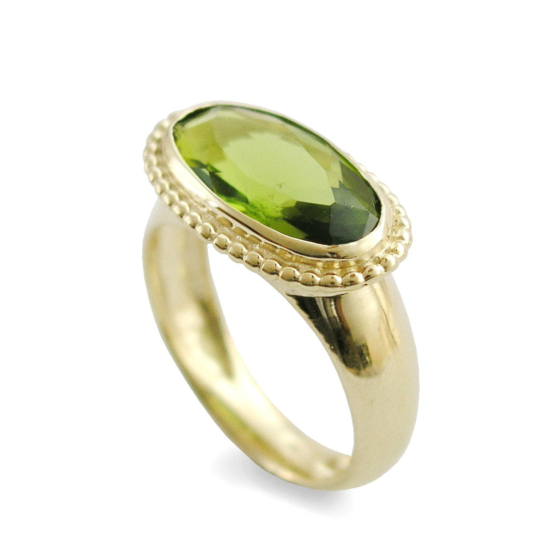 RG1796 Gold Chunky Ring with Oval Green Quartz