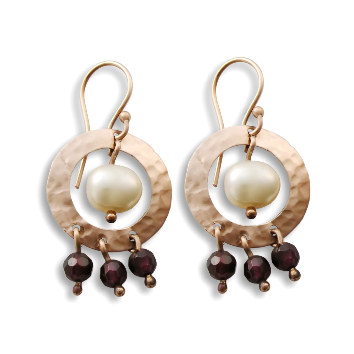 EG2033A Rose gold gemstones circle earrings