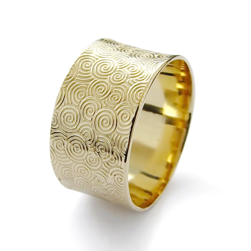 RG1196 Wide Wedding Band with Spiral Pattern