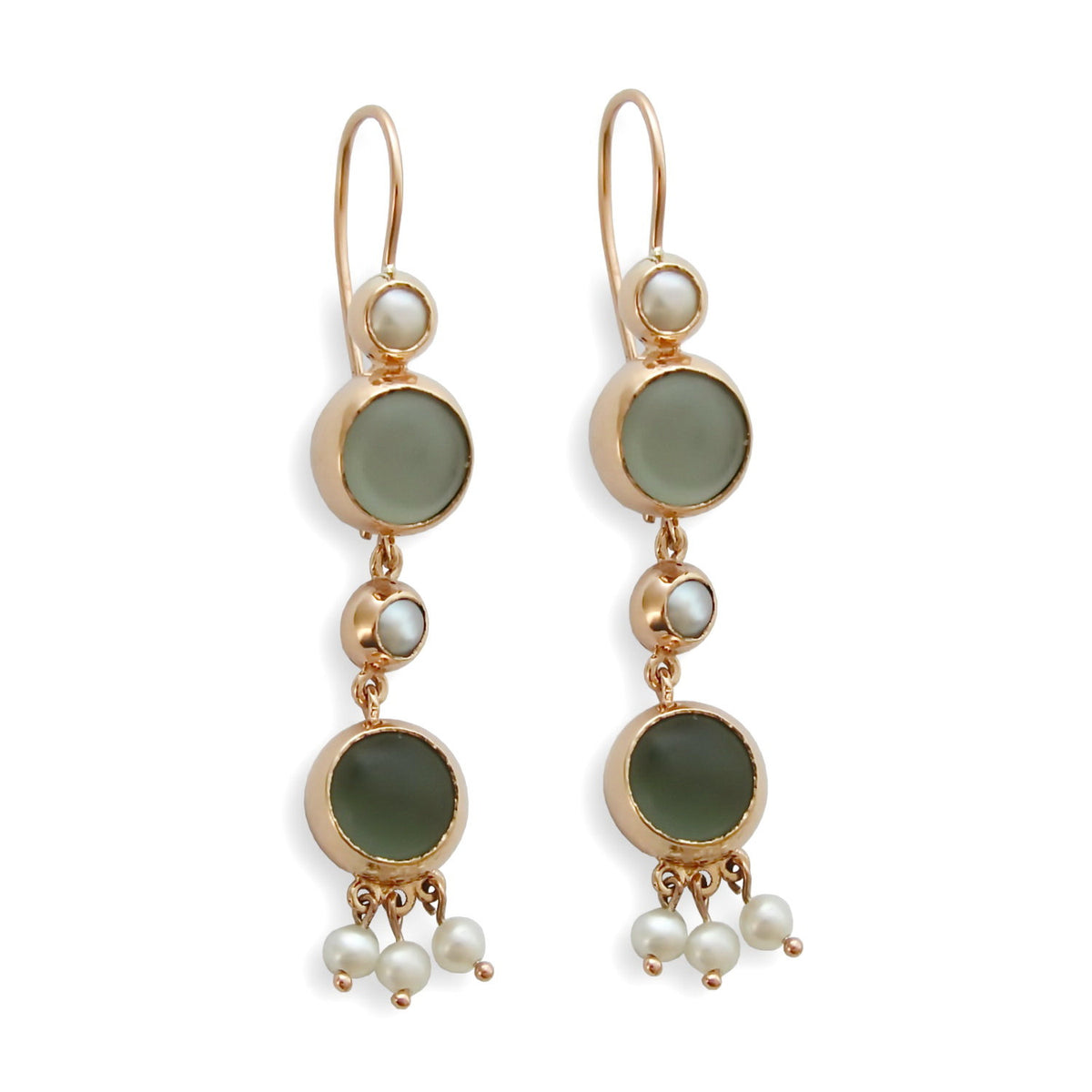 EG0759D Gold Chandelier Earrings with Pearls