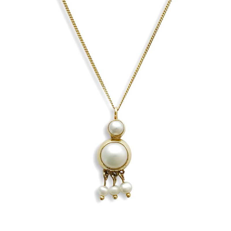 NG0862 Gold and Pearls tassel necklace