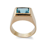 RG1475 Gold Signet Ring with Blue Topaz