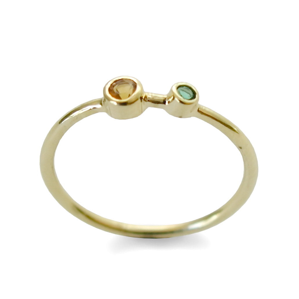 RG1803-3 Citrine and Green Quartz tiny ring