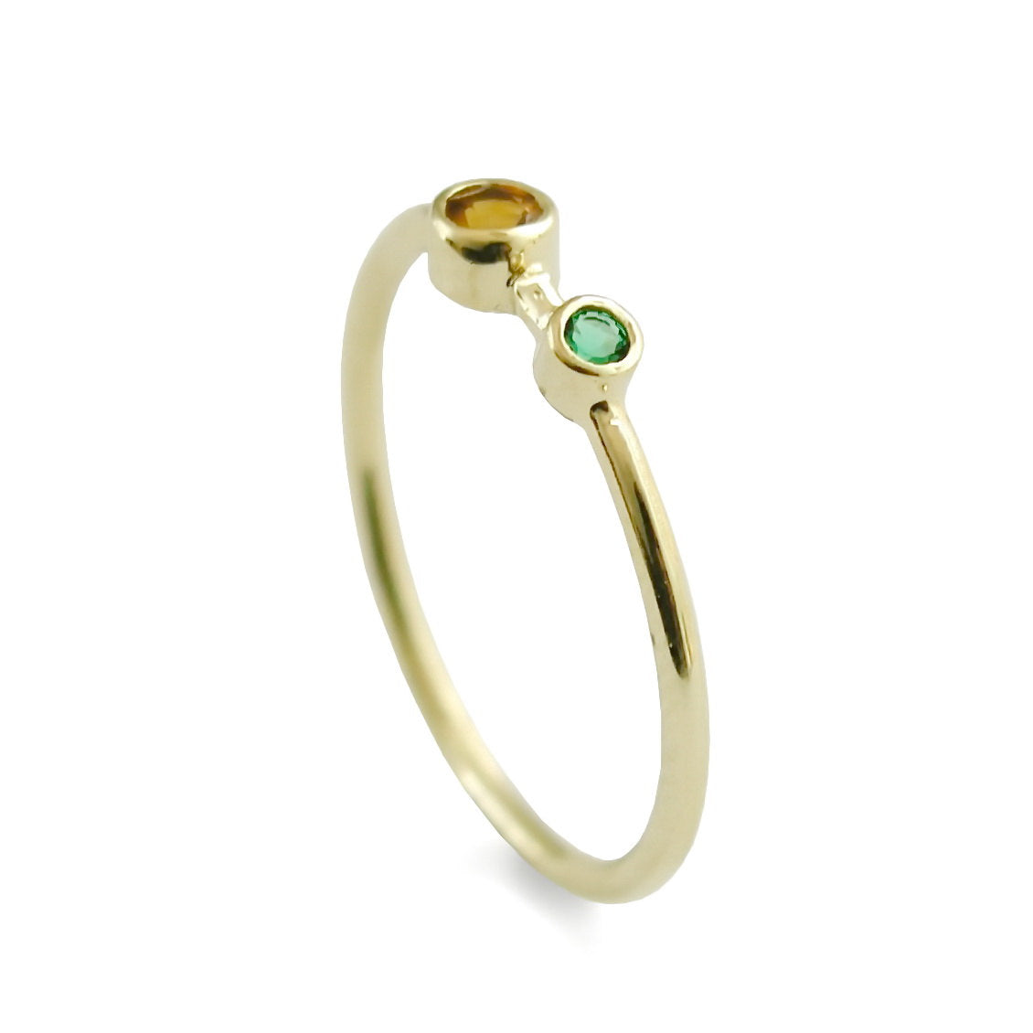 RG1803-3 Citrine and Green Quartz tiny ring