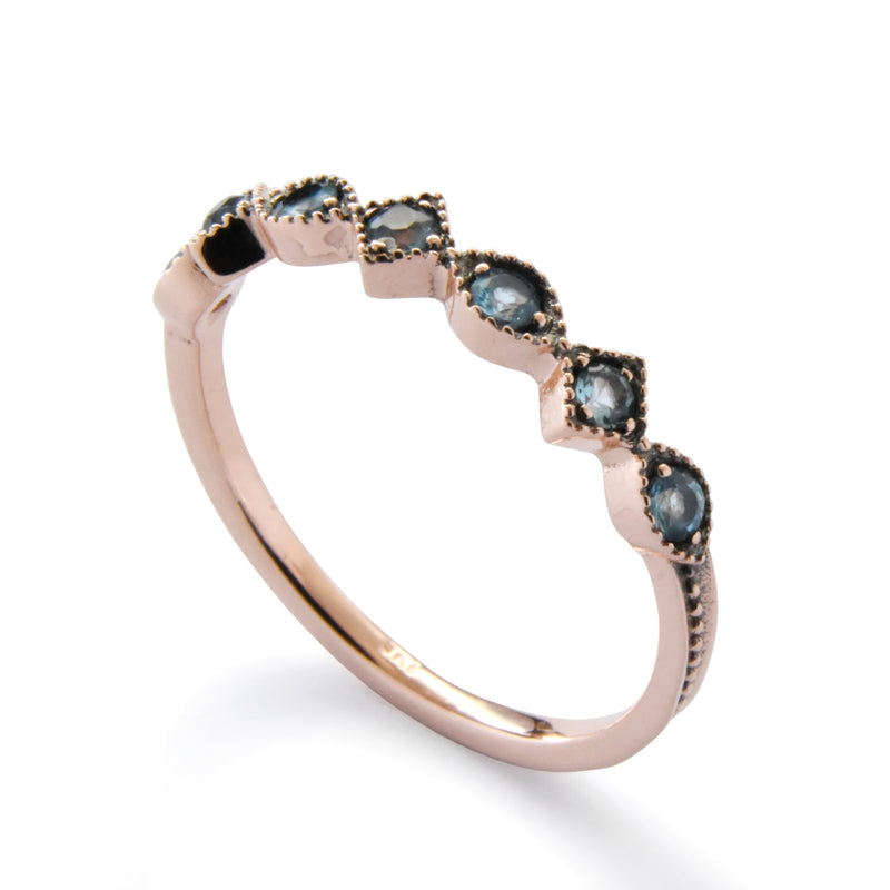 RG1813 Rose Gold Ring set with Blue Topaz stones