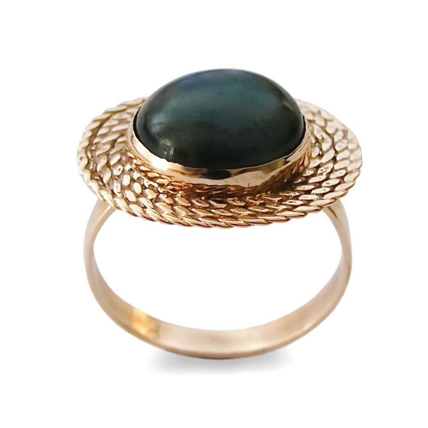 RG1179 Braided Gold Ring with Labradorite