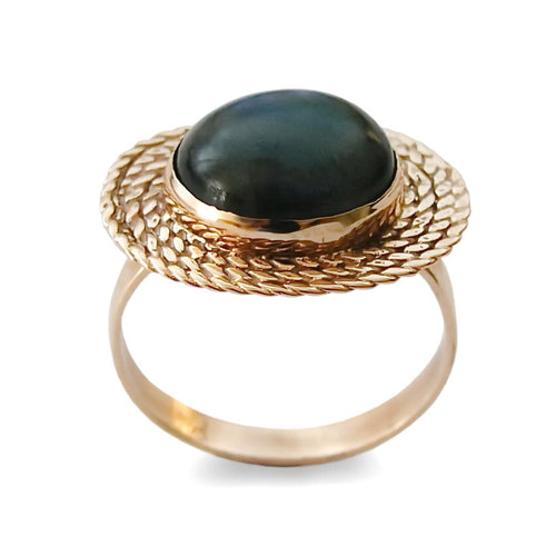 RG1179 Braided Gold Ring with Labradorite