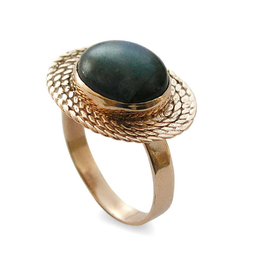 RG1179 Braided Gold Ring with Labradorite