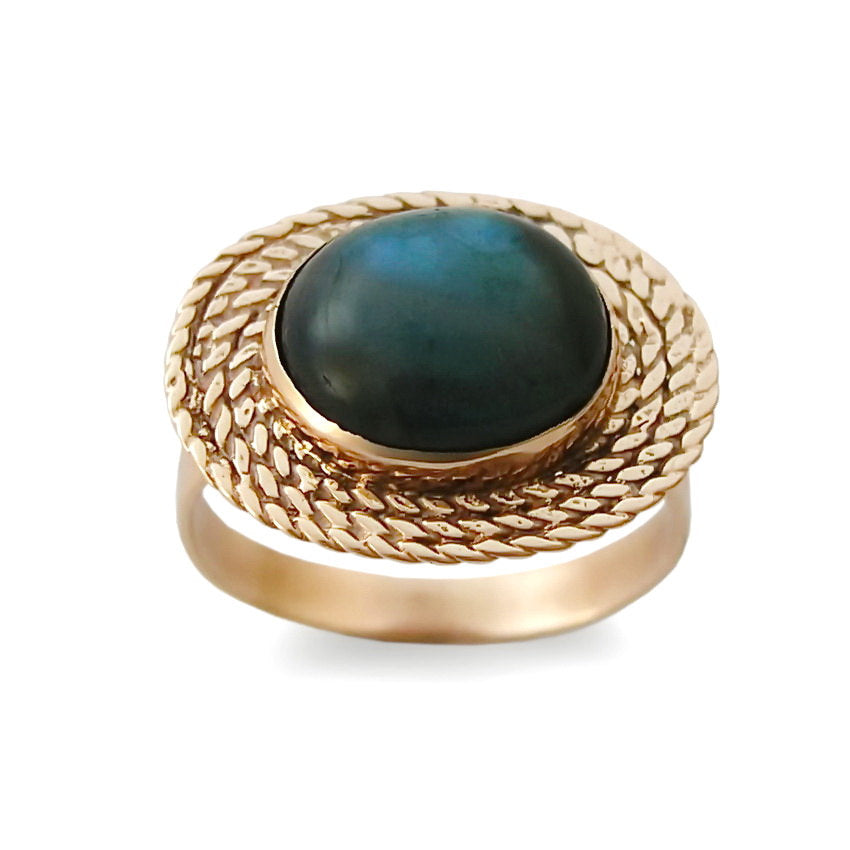 RG1179 Braided Gold Ring with Labradorite