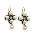 EG0705 Small chandelier pearl and Topaz earrings