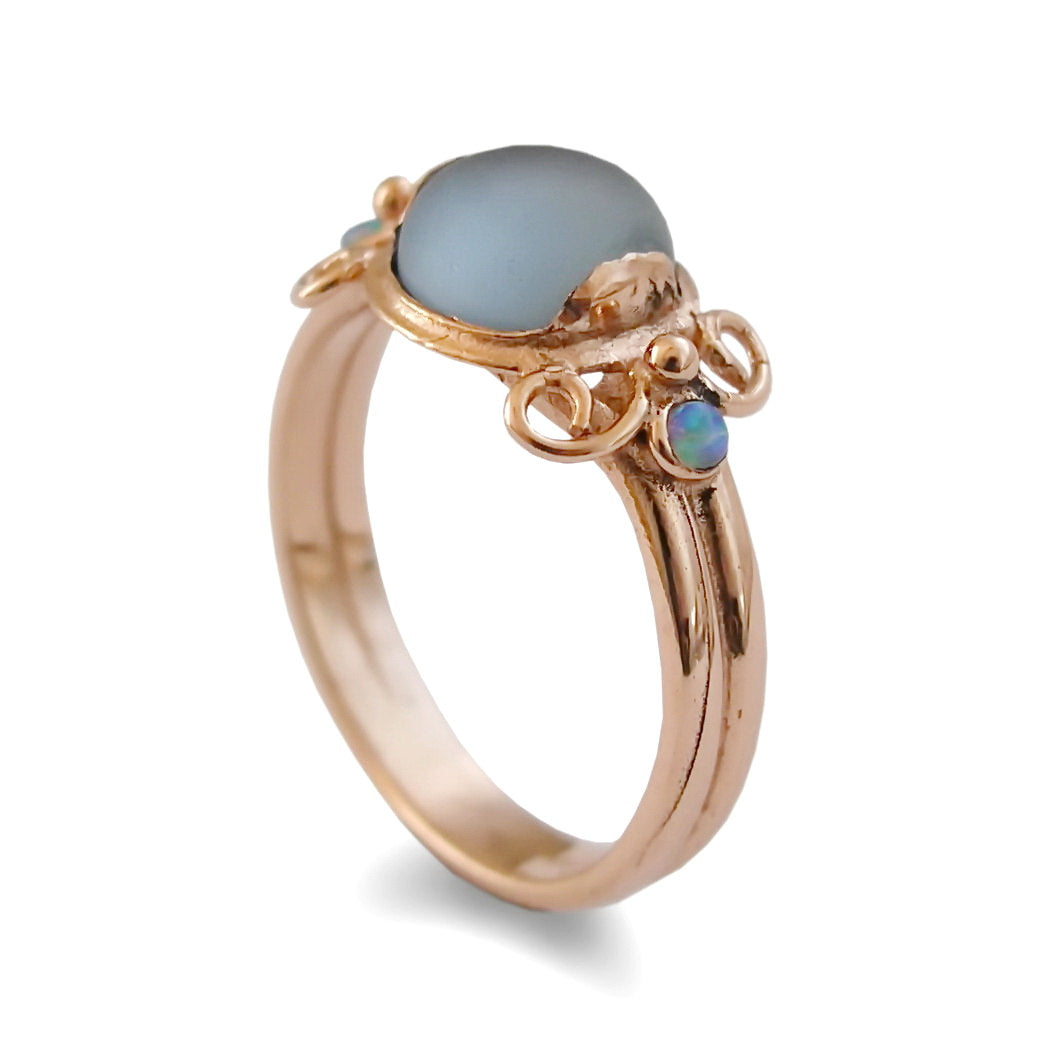 RG1399-3 Blue Quartz and Opals butterfly ring