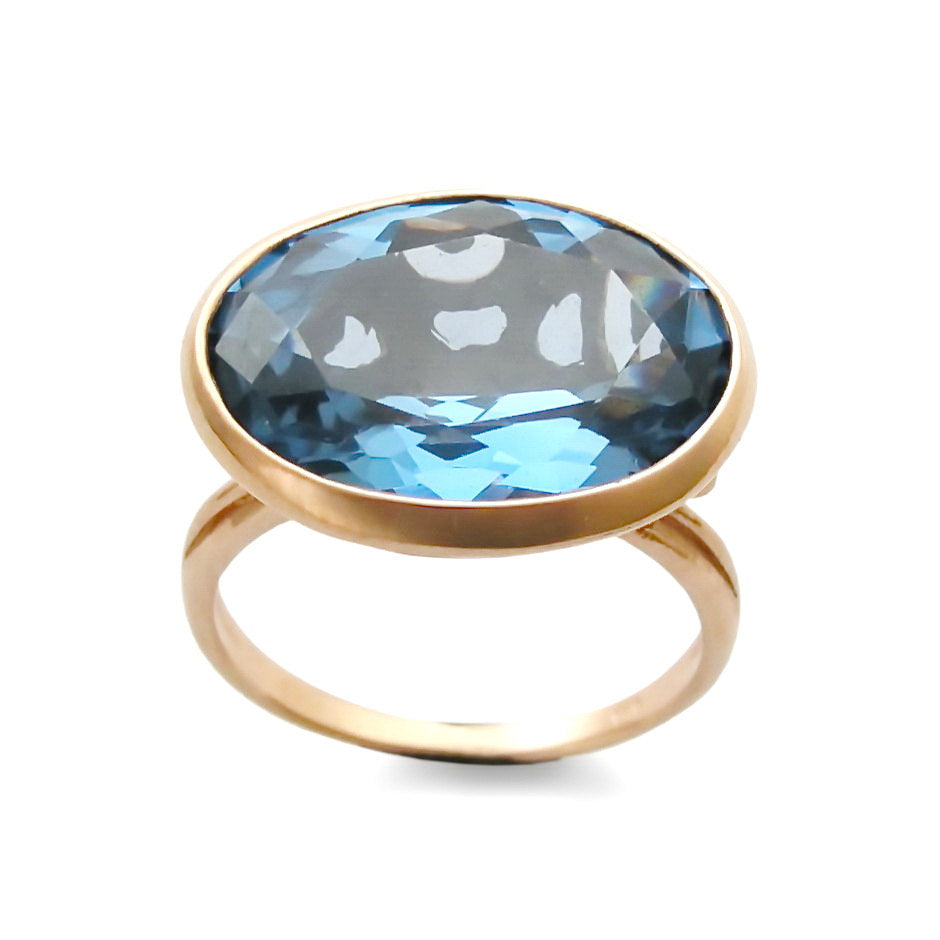 RG1502 Rose Gold Victorian Ring with Sky Blue Quartz