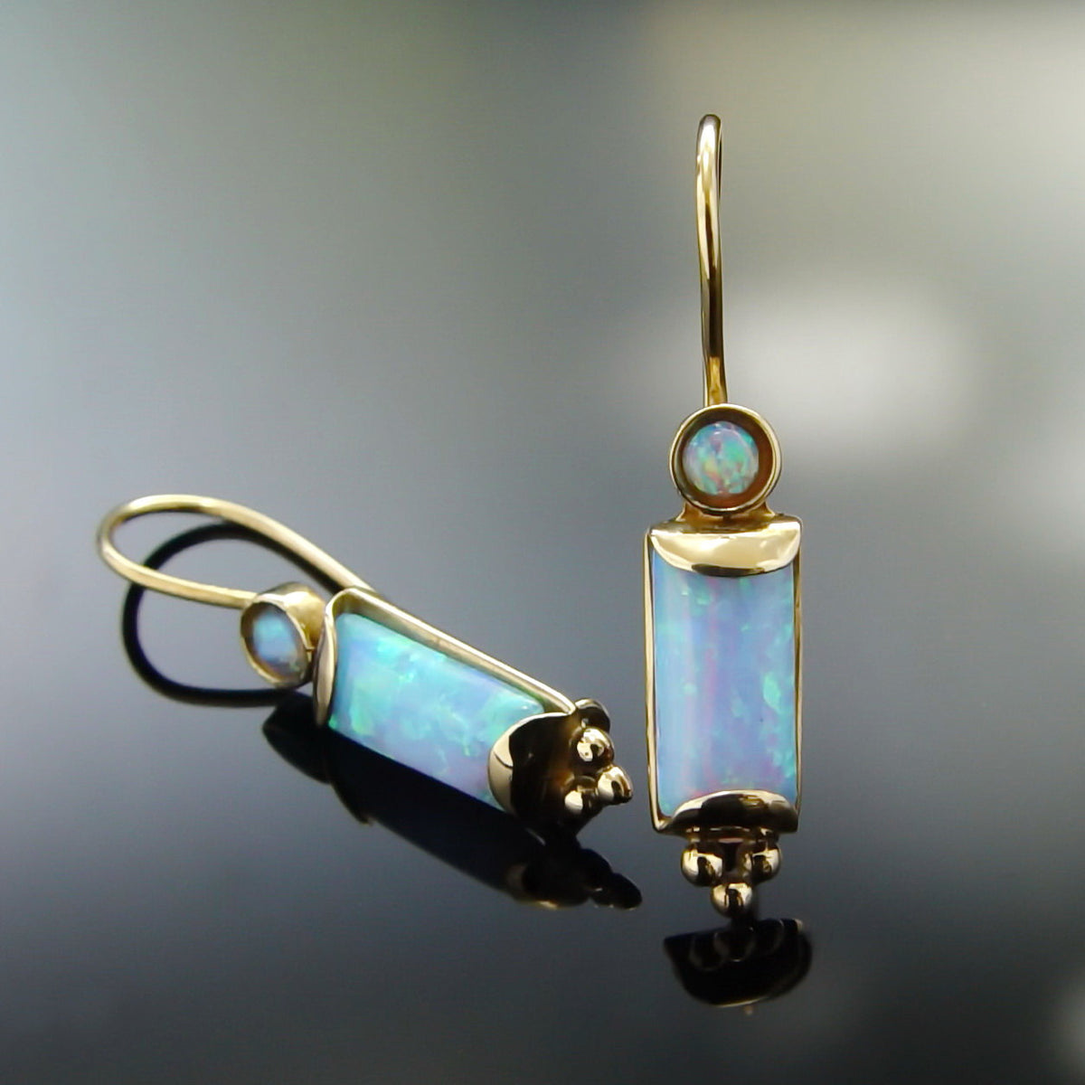 EG0735-2 Opal gold rectangle earrings