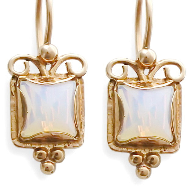 EG7806 Opalite gold square earrings