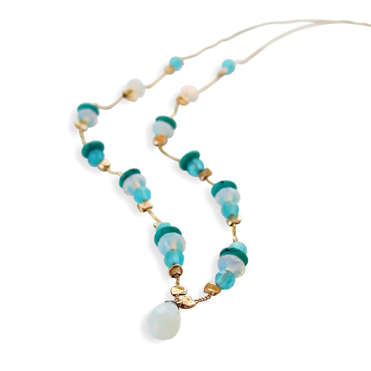 NG0027 Blue gemstones beaded necklace