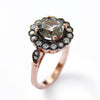RG1812 Green Amethyst and Rose Gold flower ring