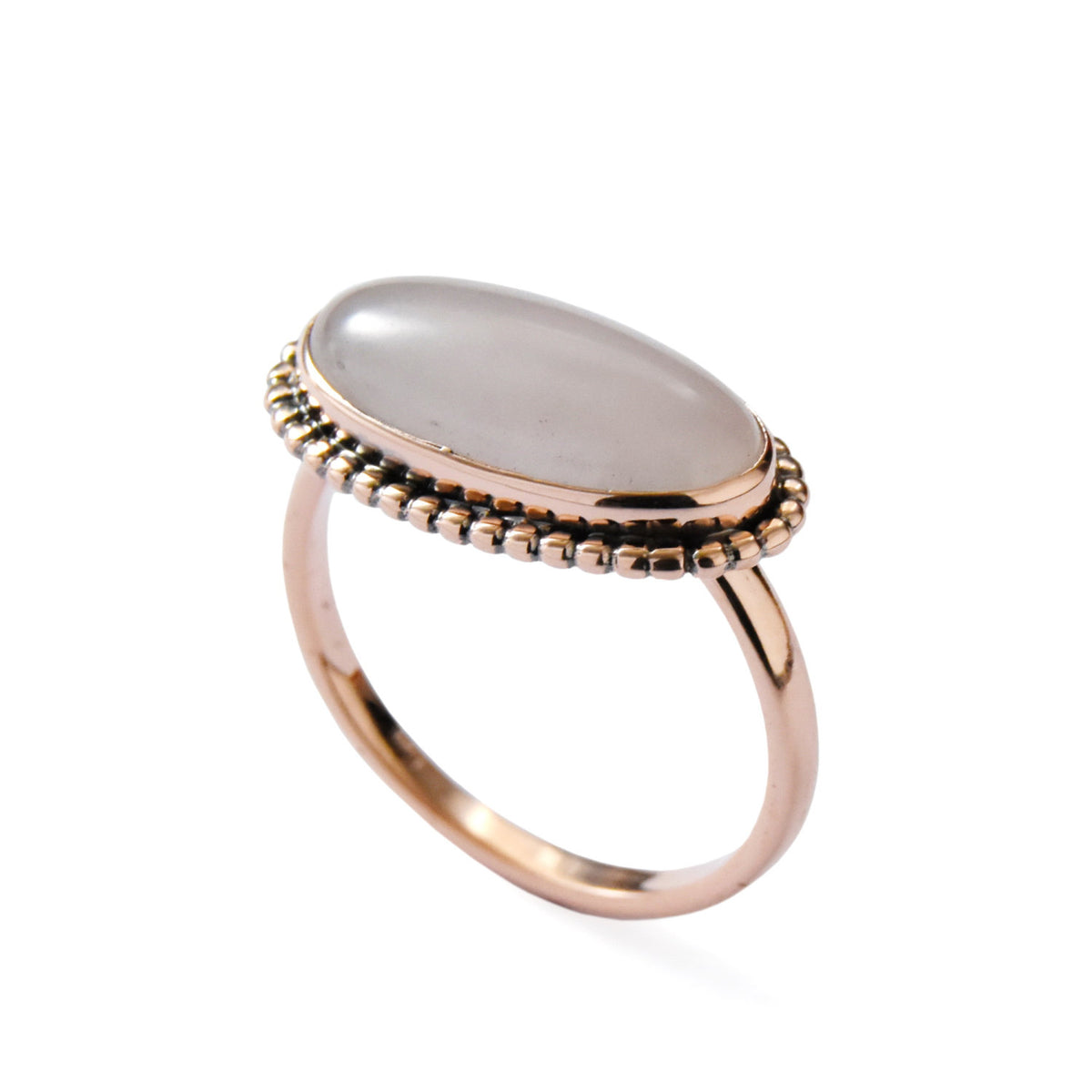 RG1810 Oval Rose Quartz dotted ring