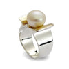 R1531A Pearl Gold and Silver Ring, Sterling silver and 9K yellow gold, Freshwater pearl Ring, Engagement pearl ring, Bridal Jewelry, Statement Gift